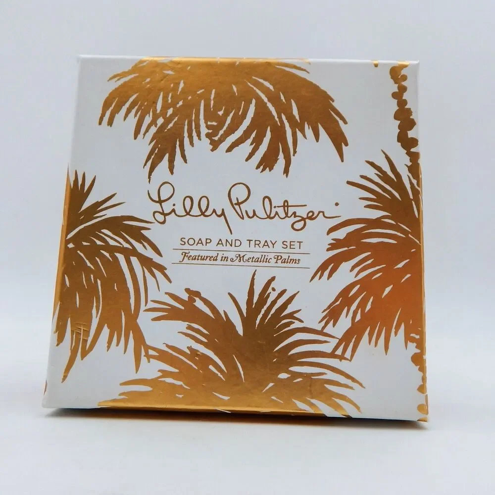 Lilly Pulitzer Soap And Tray Set NIB Featured in Metallic Palms 172423